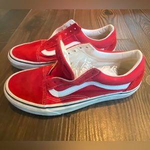 Red Vans w/New Laces- Mens 7, Women’s 8.5